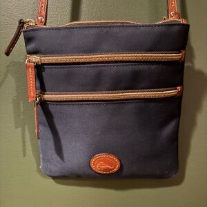 Navy Dooney & Bourke Nylon North South Triple Zip Women's Crossbody Bag
